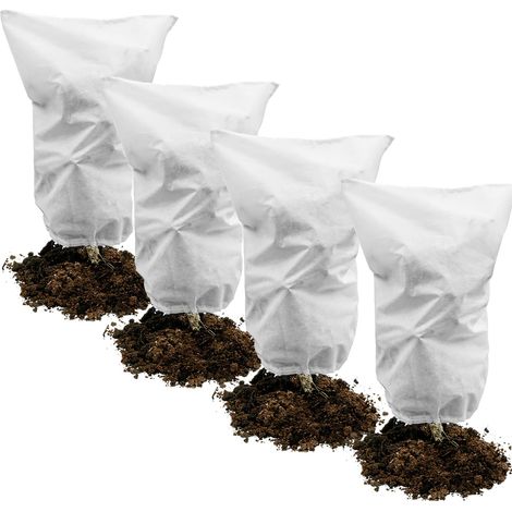 4pcs Housse de Protection pour Plantes, 50g/m² 60cm x 80cm Housse Hivernage Plante for Protection antigel Perméable, Coupe-Vent, Froid, Chaud et Anti-Insectes - Blanc (1/5)