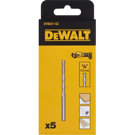 Dewalt – Foret multi-matériaux 1/8'' (3,2 mm) – DT6621QZ – 5 pièces – Pointe tranchante pour forage précis – Compatible bois, métal, plastique (1/7)