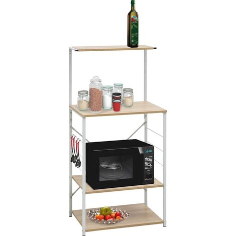 Armoire à micro-ondes Blanc et chêne 60x39,6x123 cm (1/5)