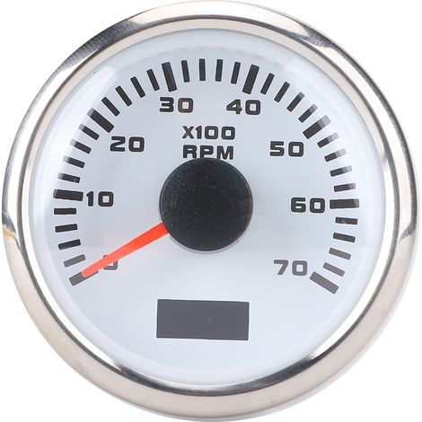 Tachymètre de 52 Mm avec Temps, DC 9-32V RPM Ratio de Vitesse Réglable de 7000 Tr/Min (Couverture argentée en cadran noir CX6229) (Cadran noir couverture noire cx6229b) (Couvercle en argent en. (1/5)