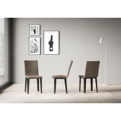 Chaise Armida Pieds Anthracite Coussin Gris Tourterelle 52 (Pieds Coniques) (1/4)