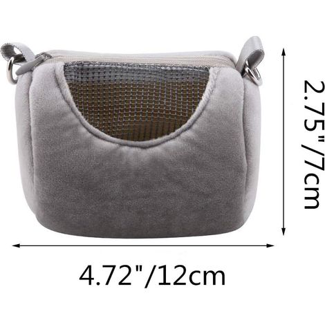 Sac de transport pour hamster nain - Sac cylindrique portable d'extérieur isolé avec bandoulière réglable (gris) (1/3)
