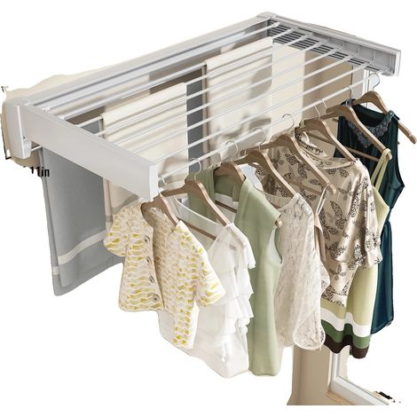 Tendedero de ropa mural, plegable y extensible, de 8 filas. (1/2)