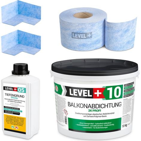 LEVEL+ DichtSet 10kg Balkonabdichtung 2K Badabdichtung, Dusche, Terrasse SET27 (1/5)