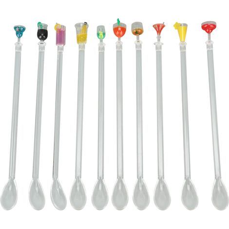Lot de 10 cuillères mélangeuses en acrylique – Longueur 28 cm – Pour cocktails, café et boissons (1/5)