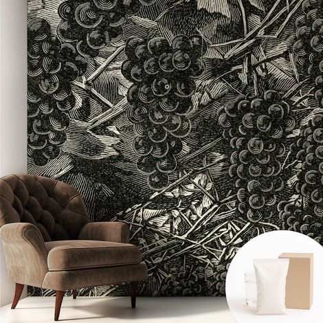 Papier peint intissé décoratif avec colle pour salon chambre et bureau Installation rapide Imprimé raisin 250x250 cm (1/5)