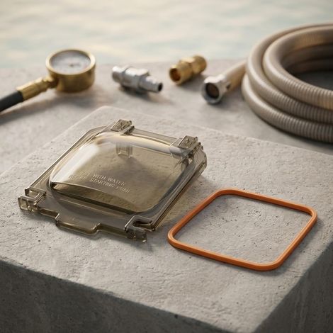 Couvercle de pompe de piscine pour Hayward SP1600X5 Plus Joint d'étanchéité – Couvercle de panier filtrant orange 18,3 x 18,8 cm (couvercle de pompe + joint) (1/5)