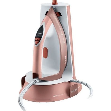 Sencor SSI0910RS Ferro da stiro a vapore con supporto 3200 W, 5 Bar 140G/MIN Ceramica, Bianco Rosa