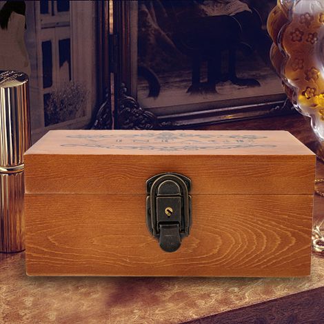Boîte de Rangement Rustique en Bois avec Inscriptions Anciennes - Décoration et Organisation
