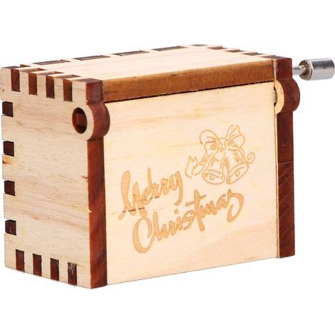 Vintage-Spieluhr mit drehbarer Handkurbel, aus umweltfreundlichem Kiefernholz, Weihnachtsdekoration (1/5)