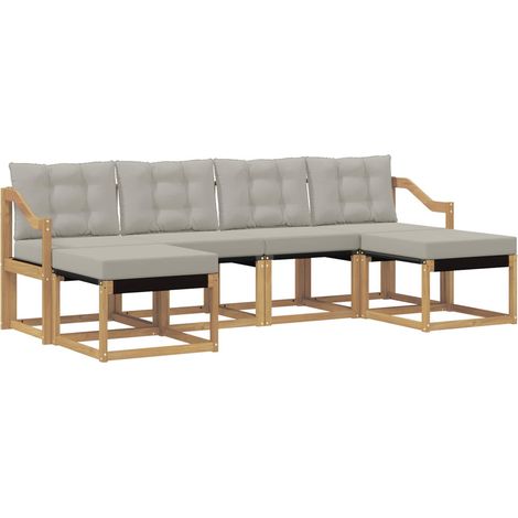 Conjunto de sofás de exterior 6 uds. Blanco y Gris Claro vidaXL (1/5)