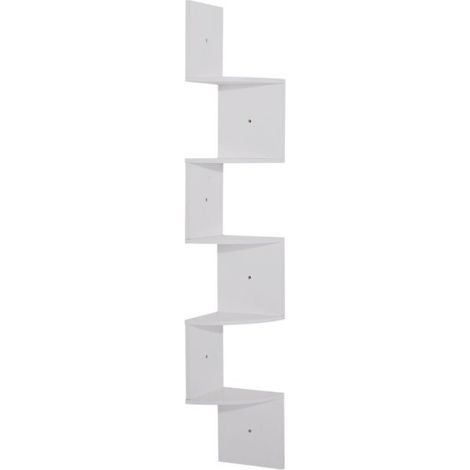 Étagère d'angle blanche 5 étagères – Panneaux de particules E1 – Charge maximale 15 kg – Dimensions 20L x 20l x 126H cm – MH (1/5)