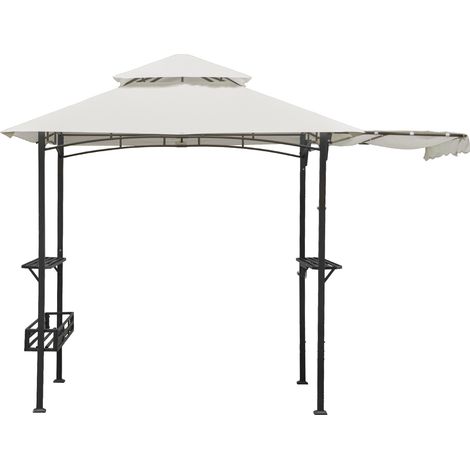 Wolketon Grill Pavillon Wasserdicht 238 x 148 x 250 cm Gartenpavillon mit Markise, Sonnenschutz Gartenlauben Gartenzelt für Partys Picknick BBQ´s,Beige