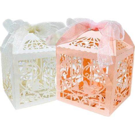 50 Pièces Boite Bonbons Mariage, Boîte à Bonbons en Papier Creux, Beige Boite de Bonbons, Papier Boite Bonbons Coffret Cadeaux, pour Mariage, Baptême, Fête Prénatale, Anniversaire (1/5)