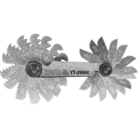 Jauge combinée pour filetage métrique 60°, 24 gabarits, 0,25 - 6,0 mm. / YT-29980 / YATO