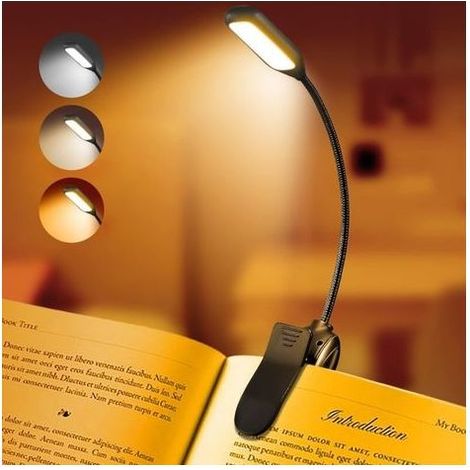 Lampe de lecture rechargeable pour livres, lumière LED pour lire au lit, soin des yeux, luminosité réglable, 3 températures de couleur, autonomie de plus de 20 heures, lampe de lecture USB pour lit (1/5)