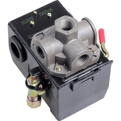 Pressostat de compresseur d'air, vanne de régulation, déchargeur 4 voies, levier marche/arrêt (1/5)