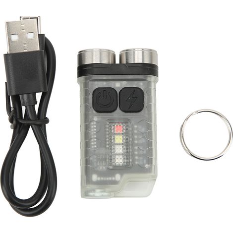 Lampe Torche Mini Clé 900LM USB Rechargeable pour Randonnée Camping Lumière Fluorescente Blanche Portable (1/5)