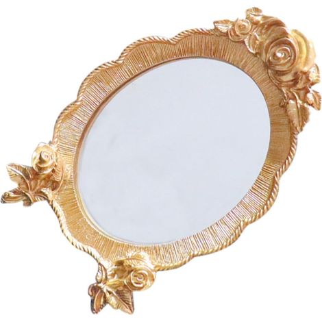 Miroir de Maquillage et Finition Or Base Stable Rétro en Résine Élégant et Unique pour Maquillage et Rasage pour Femmes (1/5)