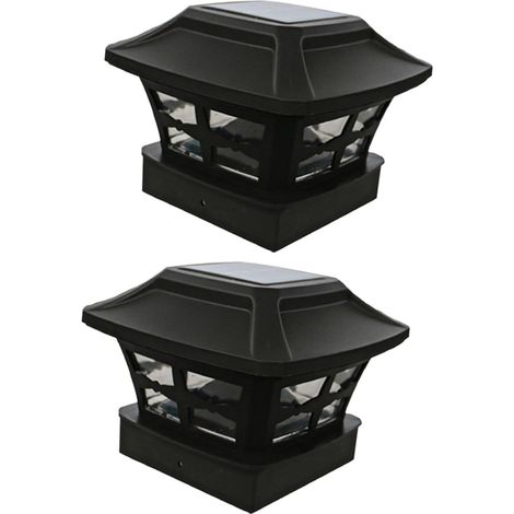Lampes solaires, poteaux d'extérieur, 10 x LED lumineuses for clôture, terrasse, jardin ou, lumière blanche et chaude, 2 modes de vitesse (couleur : Black) (1/5)