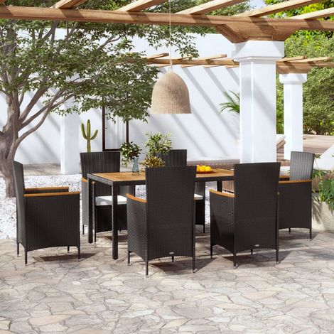 Ensemble à manger d'extérieur 7pcs avec coussins Résine tressée (1/5)