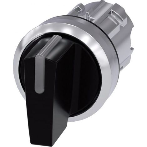Interruttore a 3 posizioni da 22 mm, nero, I-O-II non reversibile, retroilluminazione possibile, in metallo, IP69k, Sirius ACT 3SU1052-2BL10-0AA0