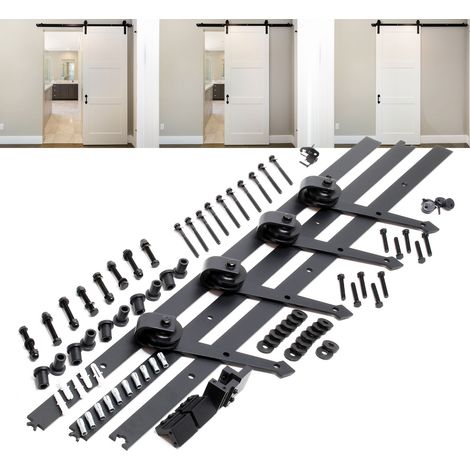 Sistema herrajes para 2 puertas correderas 366cm 8ft max.150kg Riel puerta deslizante Decoración