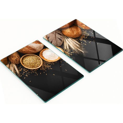 Tablas decorativas de vidrio para cortar y servir pan y trigo, 2x40x52 cm