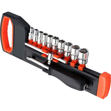 Multifunktionaler 1/4-Zoll-Ratschenschlüssel, Autoreparatur-Schnellverschluss-Steckschlüsselsatz, drehbarer Griff, 12-teiliges Set (mit Handschuhen) (1/5)