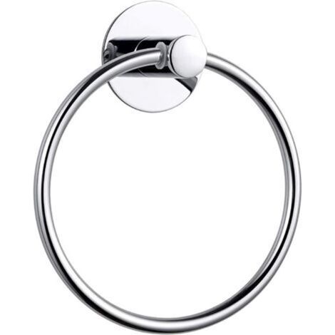 Toallero de acero inoxidable, 16 cm, redondo, para montaje en pared, ideal para baño, cocina, dormitorio, etc. (Plata) -Crezuo
