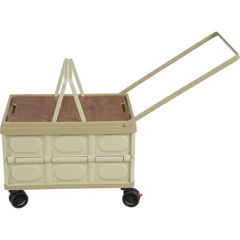 Foldable Plastic Crate with Wheels Plastic Box for Grocery Hauling Camping Shop (1/5)