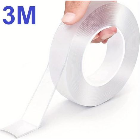 Ruban nano double face de 3 mètres, réutilisable et transparent (1/2)