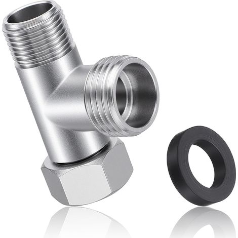 3-Wege-T-Stück aus Messing – 1 Stück – Massives Kupfer – 3/8"- und 1/2"-Gewinde – Für Toiletten und Waschmaschinen – 5 x 3,5 x 2 cm (1/5)