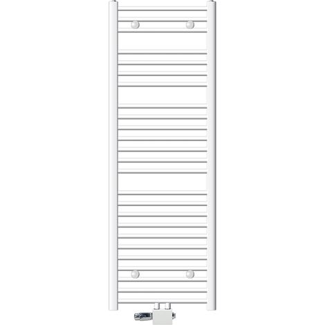 ECD Germany Sèche-Serviettes Sahara Non Électrique - 500 x 1500 mm - Blanc - Connexion Central - avec Kit de Raccordement Universal et Thermostat - Forme Droite - Radiateur pour Salle de Bain (1/5)