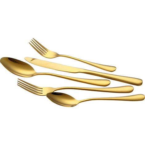 Couverts 60 Pièces Acier Inoxydable Alimentaire, Service pour 12 Personnes, Finition Miroir, Lave-Vaisselle, pour Cuisine et Maison - Couteau, Fourchette, Cuillère (1/5)