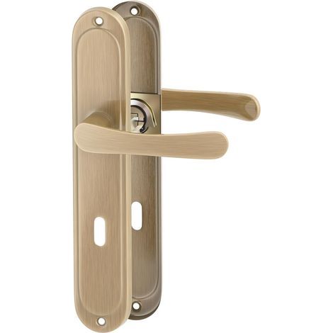1 - Garniture De Porte - Poignée Intérieure - Bronze Patiné - Pour Porte 38-44cm - Tige Carrée 7mm - Entraxe 70mm (1/5)