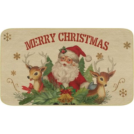 Tapis de Sol de Noël, Paillasson Noel, Tapis Antiderapant et Absorbant, Paillasson Père Noël Décoration de Noël, Tapis Entrée pour Couloir, Intérieur et Extérieur 40 X 60 cm (1/5)