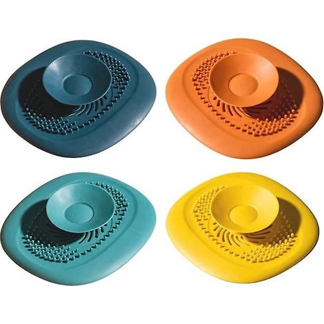 Filtro doccia/bagno in silicone con raccoglitore di capelli (confezione da 4) (1/4)