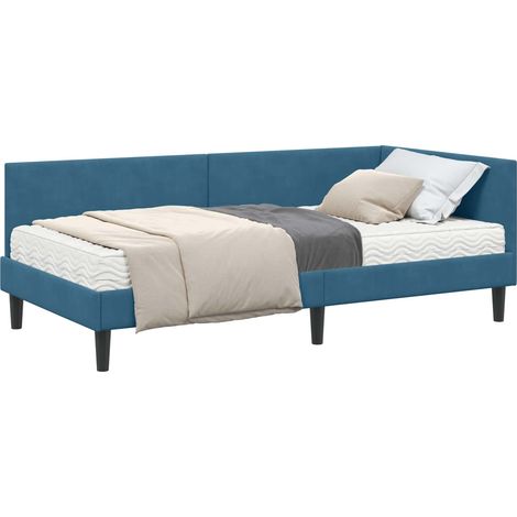 Corner Bed Frame with Mattress Other Manual 2 pcs Blue Velvet vidaXL (1/5)