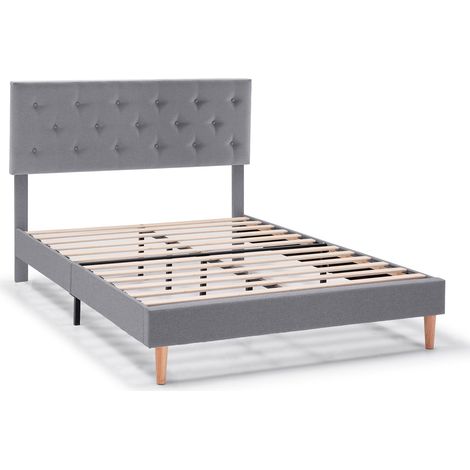 Estructura de cama tapizada Rosi de 30 cm, 150x190 cm, Gris Oscuro