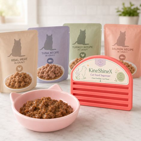 Presse-sacs pour aliments humides pour animaux KineShineX, presse-sacs/bâtonnets pour aliments humides pour chats, outil universel d'alimentation pour chats, emballage multi-tailles (1/4)