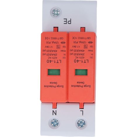 Parafoudre AC 2P rétarte flammes montage rail 36mm dispositif protection foudre 420V (1/5)