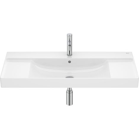 Lavabo mural Ona en Fineceramic centré avec jeu de fixations, 1000x460 mm, blanc brillant (1/3)