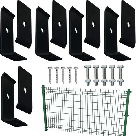 Kit d'Installation de Clôture Attaches Double Couche pour Clôtures Filaires Matériel de Fixation Antirouille en Acier Galvanisé avec Serre pour Jardin, Piscine, Ferme, Terrasse, Commercial, (1/5)