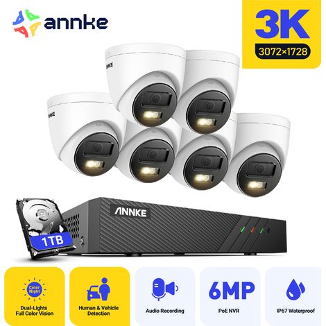 ANNKE 3K 8 Channel 6 Cameras Security System,Built-in microphone,AI Human/Vehicle Detection,Waterproof IP67 -1TB HDDHard Drive (1/5)