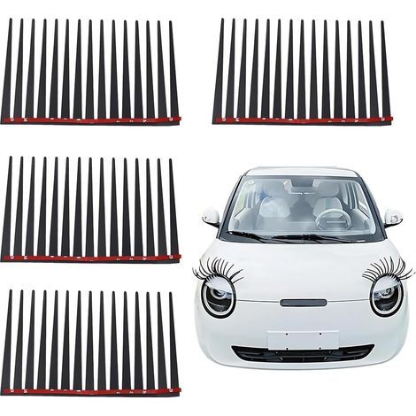 4 Pièces Autocollant Cils, Noir, 17cm, Plastique, Pour Phares Et Pare-Chocs De Voiture (1/5)