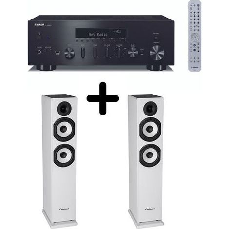 Amplificateur Hi-Fi Yamaha R-N600A Noir + une paire d'enceintes colonne Cabasse Jersey MT32/2 Edition spéciale Blanc mat