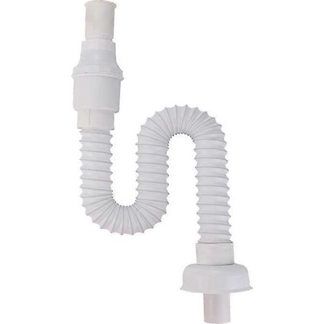 Tuyau d'évacuation d'eau, siphon d'évier et 4 colliers de serrage adaptés aux éviers et cuves de lave-vaisselle. Le tuyau d'évacuation du lave-vaisselle est extensible (42 cm - 80 cm). (1/5)