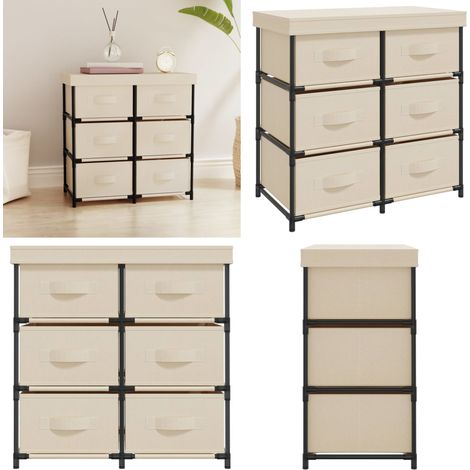 Armoire de rangement avec 6 tiroirs 55x29x55 cm Crème Acier - Meuble De Rangement - Armoire De Rangement - Commode - Unité De Rangement - Tiroir - Home & Living (1/5)