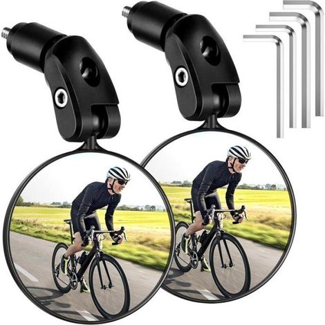 2 Pièces Rétroviseur Vélo Retroviseur Velo Electrique, Miroir Convexe pour Guidon 360° Réglable Haute Définition Rétroviseur pour (1/5)